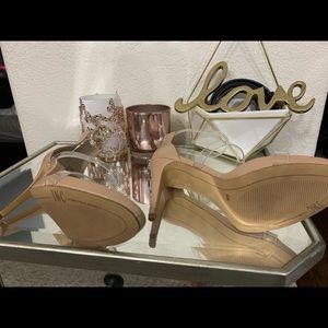 Clear straps nude heel